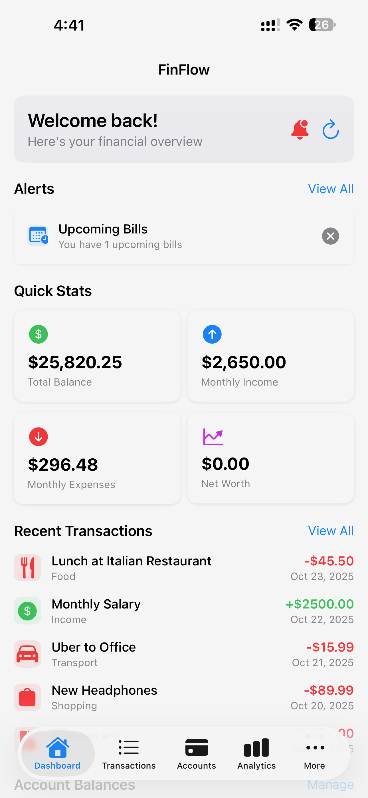 FinFlow iOS screenshot